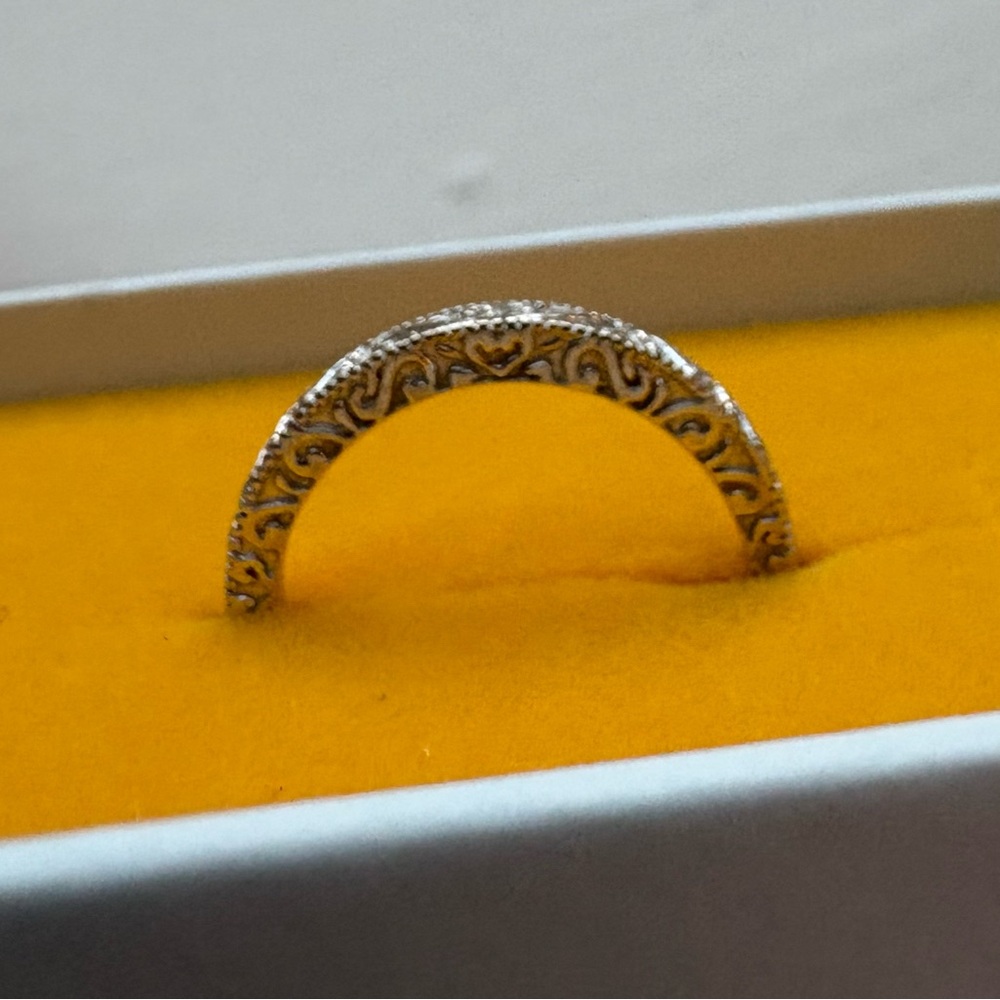 Handmade 14k White Gold Ring with Scroll Details